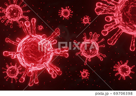 Red virus cell bacteria on 3D render, medical and science concept 69706398