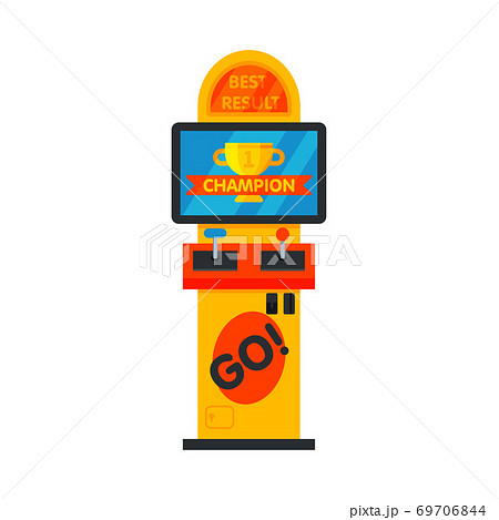 Arcade Game Machine, Video Gaming Amusement Machinery Vector Illustration 69706844