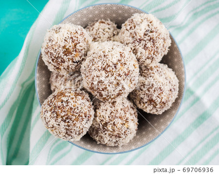 Energy protein balls with coconut flakes 69706936