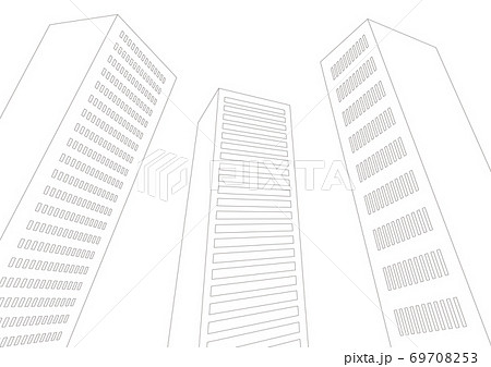 ビル マンション 構造 高層 街 都市 線画 線 ベクター 素材 Ai Eps Jpeg Pngのイラスト素材