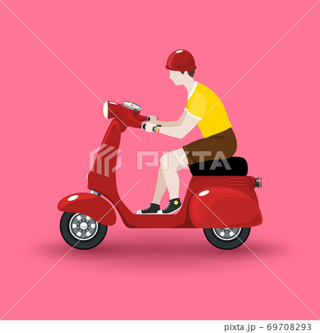 Young guy rides a scooter Young guy rides a scooter 69708293