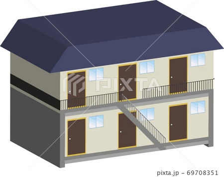 立体的なシンプルなアパートのイラストのイラスト素材