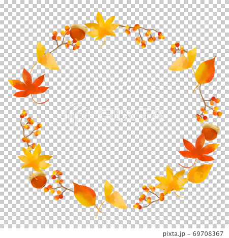優しいタッチの秋の紅葉フレーム 69708367