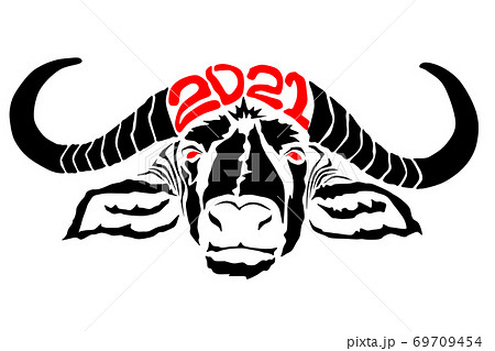 シンプルな丑年の年賀素材2021 69709454