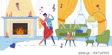 Wife and Husband or Young Couple Dating at Home. 69710505