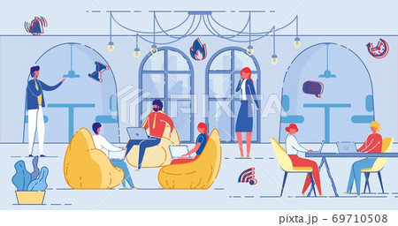 Office Worker in Meeting Room, Coworking Flat. 69710508