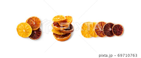 Dried Slices of Orange and Blood Orange Isolated Dried Slices of Orange and Blood Orange Isolated 69710763