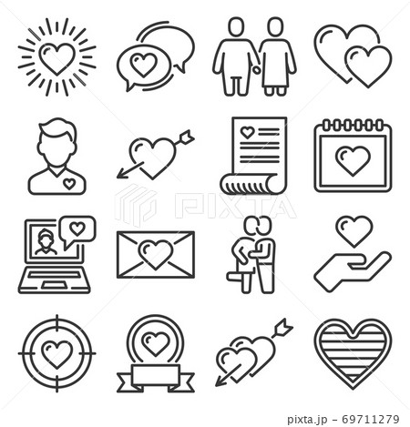 Heart Icons Set Love Sign On White Background のイラスト素材