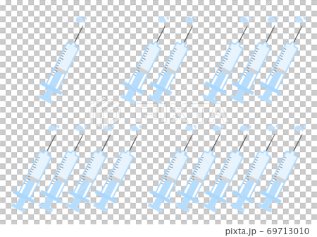 排列1至5個藍色注射器 排列1至5個藍色注射器 69713010