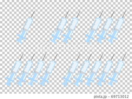 排列1至5個藍色注射器 69713012