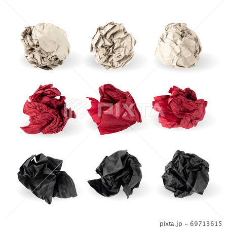 Set of Crumpled Paper Ball Isolated on White background Set of Crumpled Paper Ball Isolated on White background 69713615