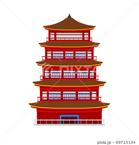 Pagoda Building as Buddhist Temple Complex Vector Illustration Pagoda Building as Buddhist Temple Complex Vector Illustration 69715134