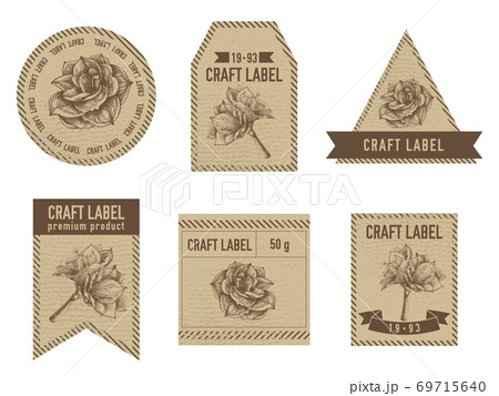 Craft labels vintage design with illustration of amaryllis 69715640