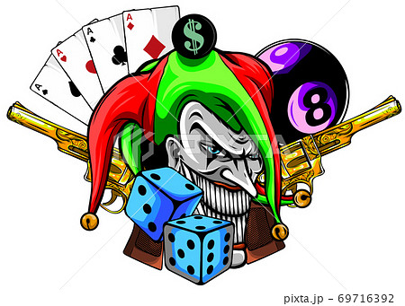 Vector Illustration Joker And Revolvers In のイラスト素材