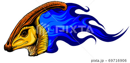 Flaming dinosaurus with flames isolated vector illustration 69716906