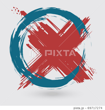 Blue and red ink round cross stroke on white Blue and red ink round cross stroke on white 69717274