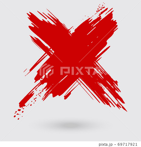 Red ink cross stroke on white backgroundのイラスト素材 [69717921] - PIXTA