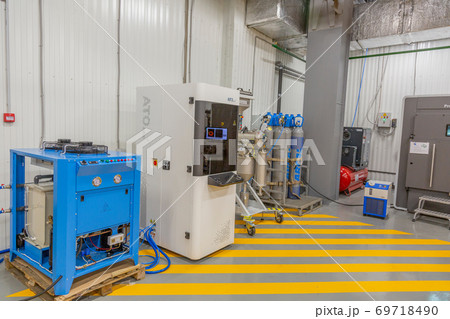 Professional equipment for 3D printing in the workshop. Moscow, Russia 69718490