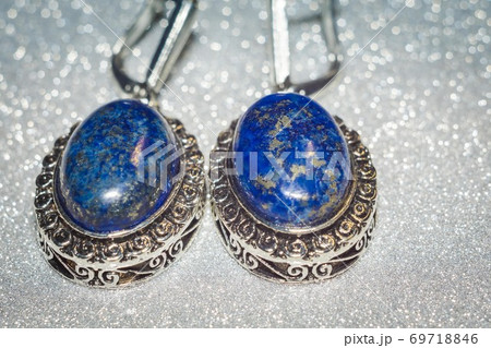 Silver earrings with lapis lazuli 69718846