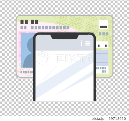 Illustration of reading my number card with a smartphone (simple) Illustration of reading my number card with a smartphone (simple) 69718930