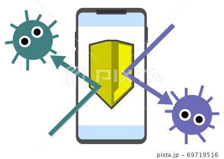 スマホをウイルス感染から守るイラスト 69719516