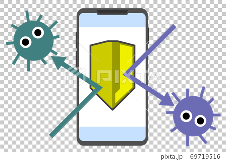 スマホをウイルス感染から守るイラスト 69719516