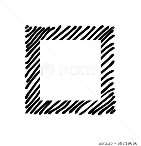 Scribble hatching along the rim frame square. Hand drawn symbols. Hatched badges and stroke shapes 69719666
