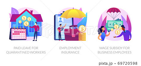 Governmental support for quarantined worker abstract concept vector illustrations. 69720598