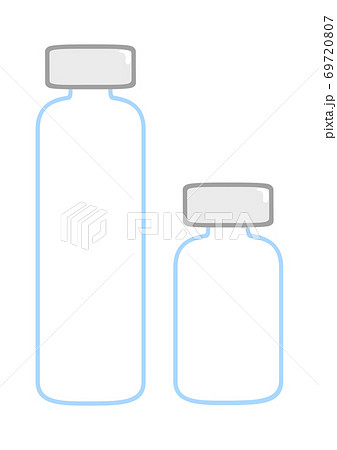 バイアル瓶の空瓶 2つのイラスト素材