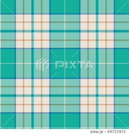 Checkered plaid vector illustration. Tartan Cloth Pattern. Seamless background of Scottish style great for wallpapers, textiles, decorations, festive wrappings. Turquoise, ivory color, and dark beige. Checkered plaid vector illustration. Tartan Cloth Pattern. Seamless background of Scottish style great for wallpapers, textiles, decorations, festive wrappings. Turquoise, ivory color, and dark beige. 69722972