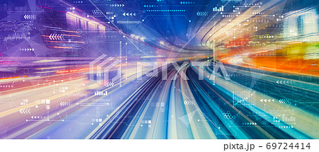 Technology screen with high speed motion blur 69724414