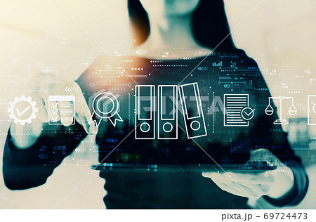 Compliance theme with businesswoman Compliance theme with businesswoman 69724473