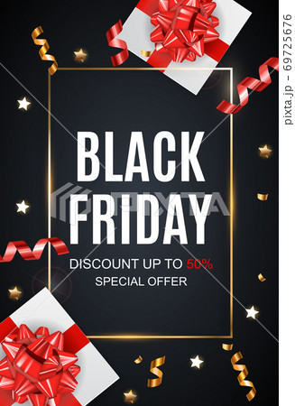 Black Friday Sale Inscription Banner Design Template. Vector illustration 69725676