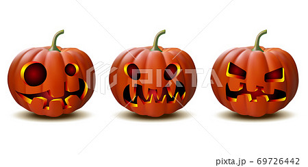 set of Halloween pumpkins in vector with different faces set of Halloween pumpkins in vector with different faces 69726442