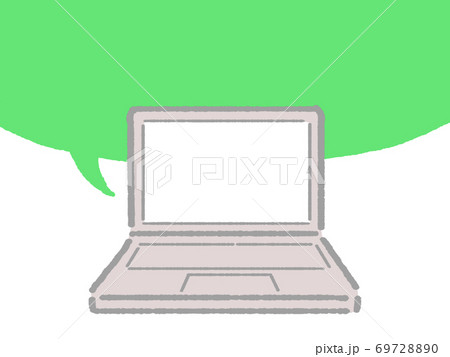 ノートパソコン 吹き出し 緑のイラスト素材