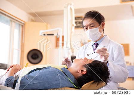 治療する歯科医師の写真素材
