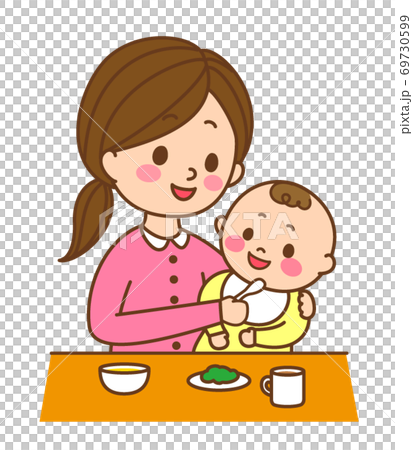 離乳食を食べる赤ちゃん 69730599