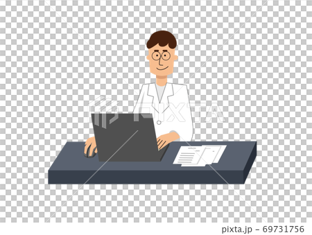 在PC上工作的男研究員 69731756