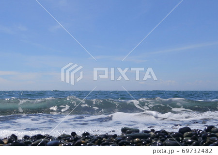 沼津市の千本松原と駿河湾の風景の写真素材