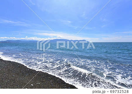 沼津市の千本松原と駿河湾の風景の写真素材
