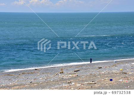 沼津市の千本松原と駿河湾の風景の写真素材