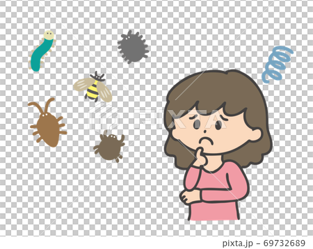 Illustration of a woman suffering from pests 69732689