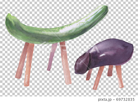 Spirit horse cucumber and eggplant watercolor material Spirit horse cucumber and eggplant watercolor material 69732835
