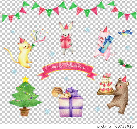 イラスト原画・動物のクリスマスパーティー