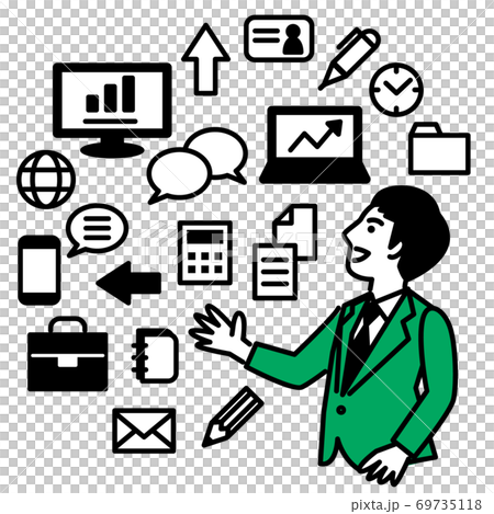 A man looking up at a business tool A man looking up at a business tool 69735118