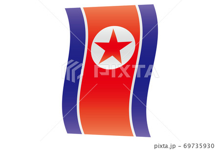 新世界の国旗2：3Verグラデーション縦波形　朝鮮民主主義人民共和国