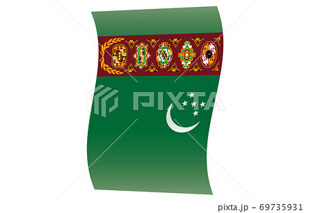 新世界の国旗2：3Verグラデーション縦波形　トルクメニスタン
