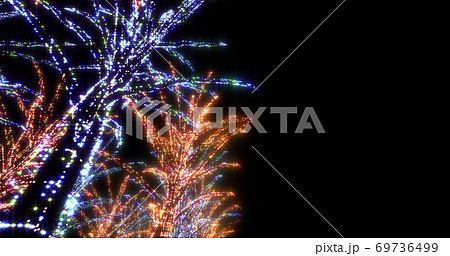 イルミネーション ツリー クリスマス ネオン 街 ライトアップ 3D イラスト 背景 バック 69736499