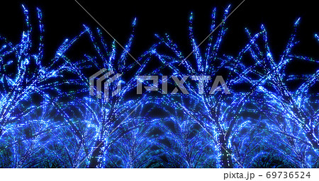 イルミネーション ツリー クリスマス ネオン 街 ライトアップ 3d イラスト 背景 バックのイラスト素材