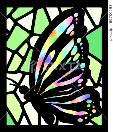 蝶のステンドグラスのイラスト素材